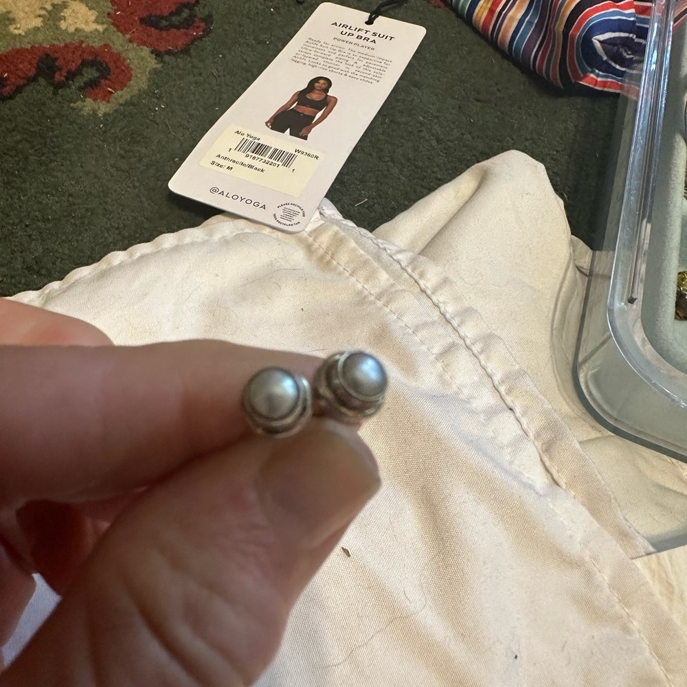 Silver and Pearl Stud Earrings
